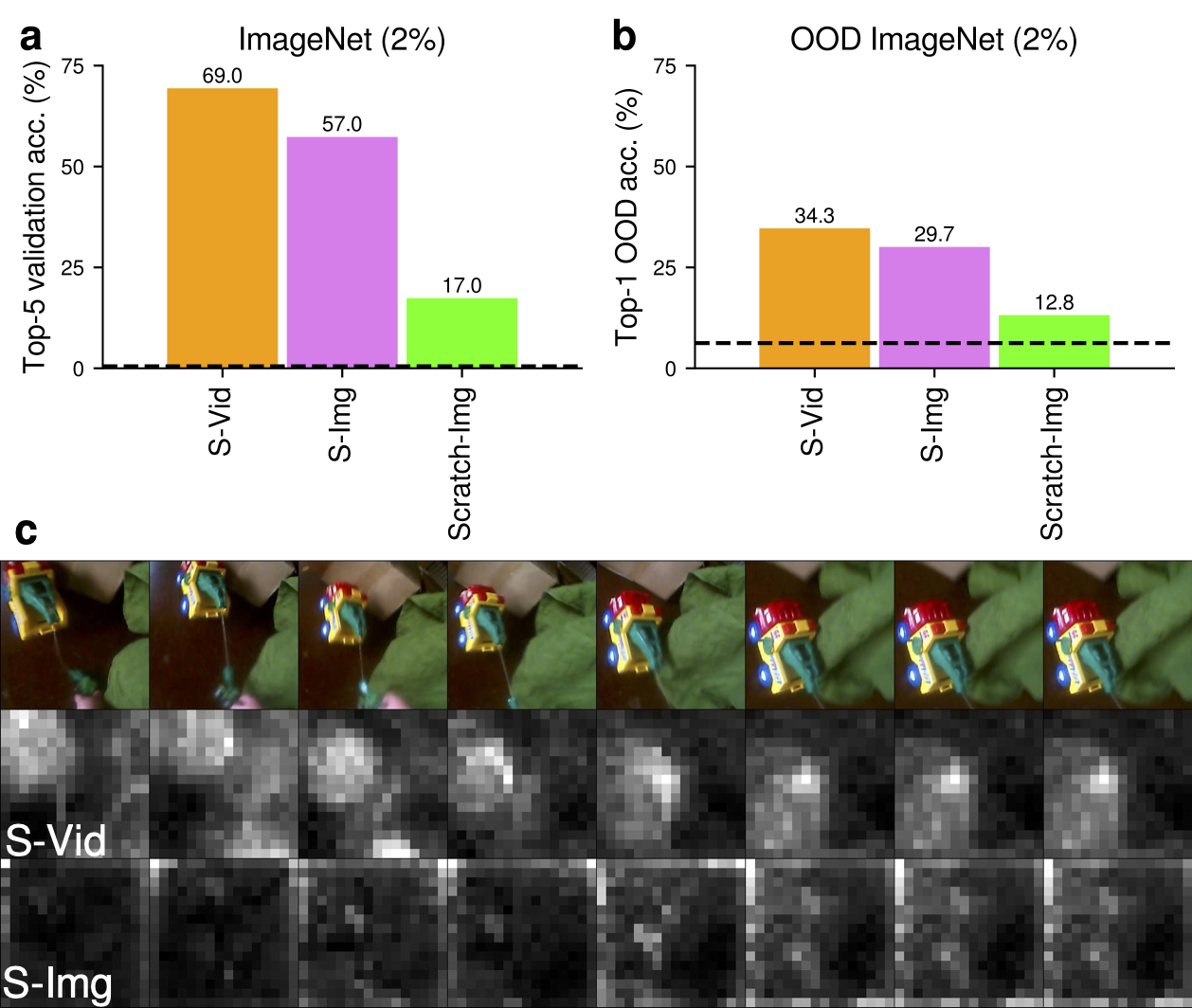 Recognition accuracy on ImageNet (a) and on OOD ImageNet (b). 
